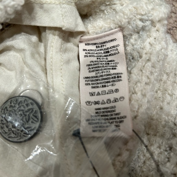 Free People Double Breasted Sweater Coat in Cream & Gray sz XS - Picture 4 of 4